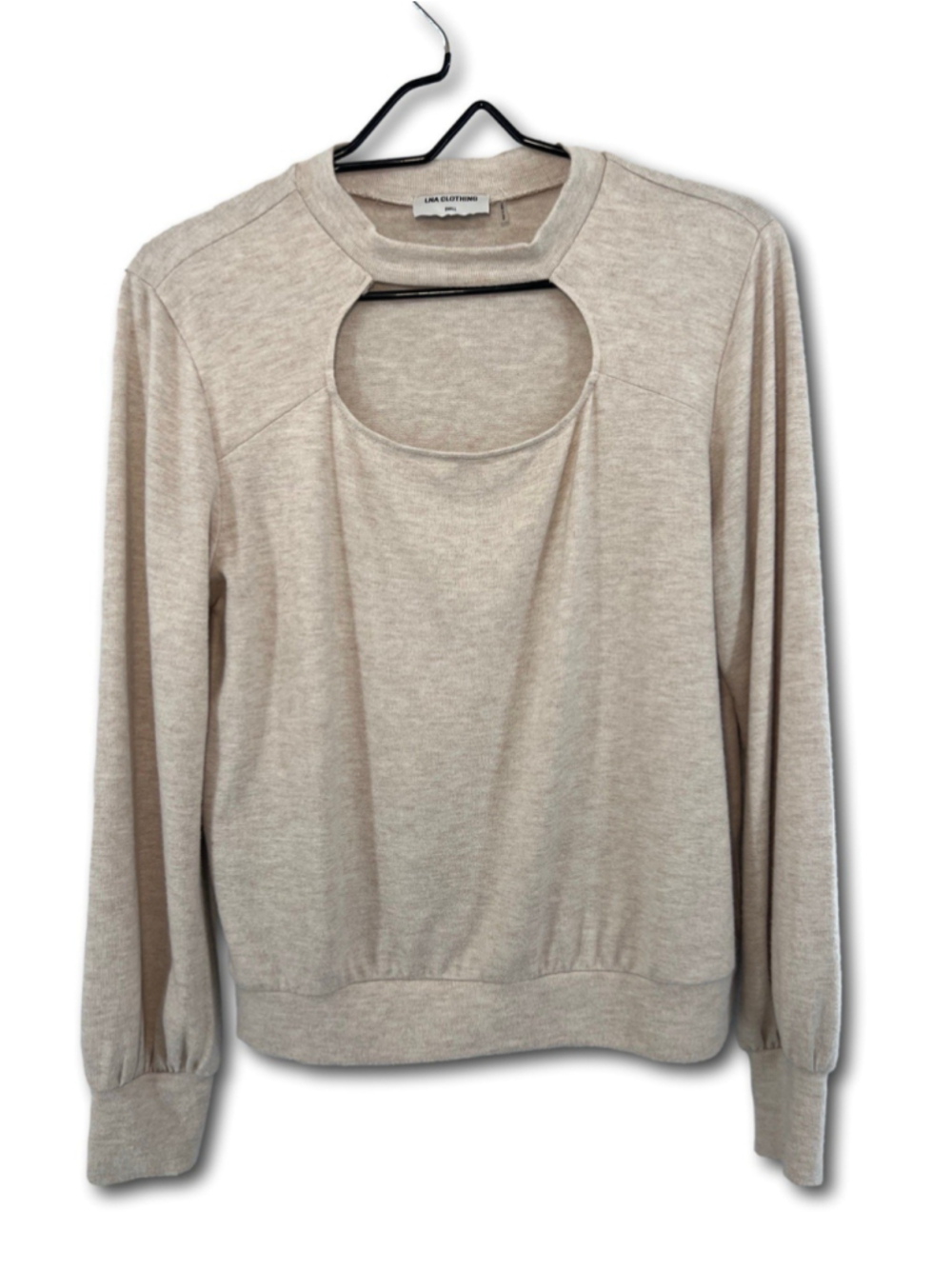 LNA Clothing Roxy Brushed Top Chest Cut Out Heather Cocoa Woman’s Size Small